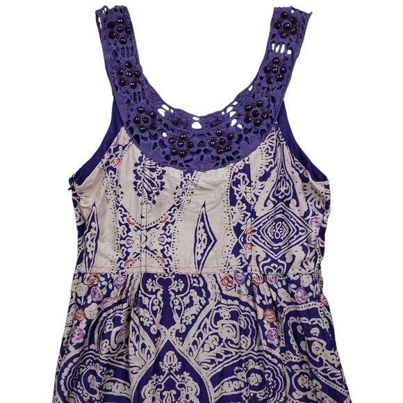 Free People Folklore Paisley Dress Womens Size 4 Jewel Trim - Picture 12 of 12